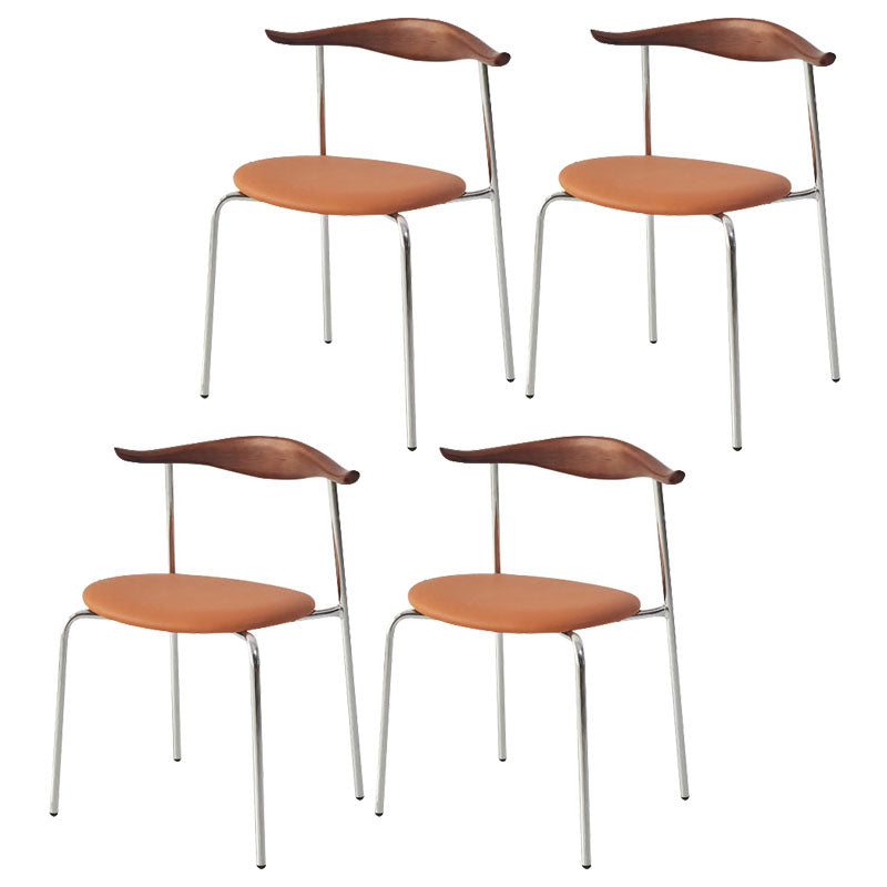 Silla sin brazos de comedor de metal moderno, silla lateral de comedor de cuero sintético para uso en restaurantes