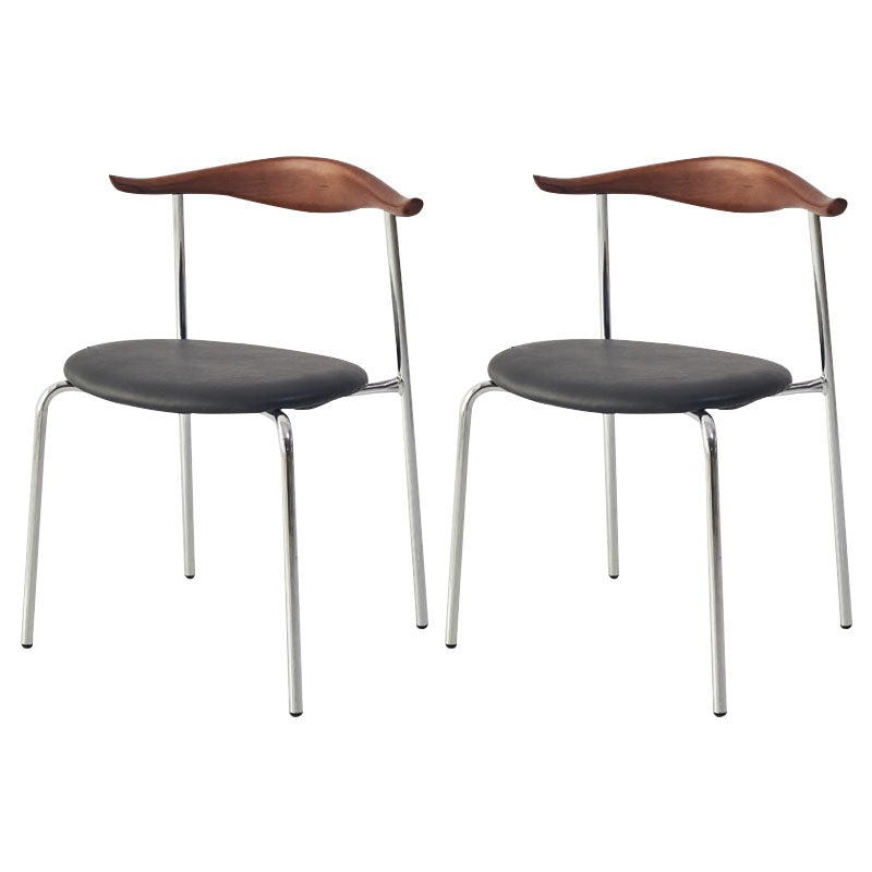 Silla sin brazos de comedor de metal moderno, silla lateral de comedor de cuero sintético para uso en restaurantes
