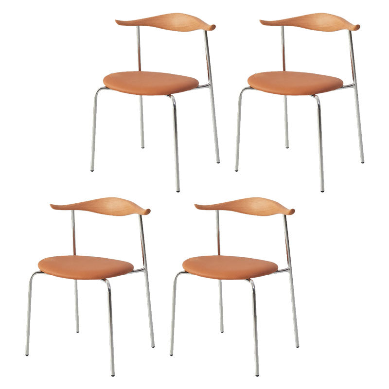 Silla sin brazos de comedor de metal moderno, silla lateral de comedor de cuero sintético para uso en restaurantes