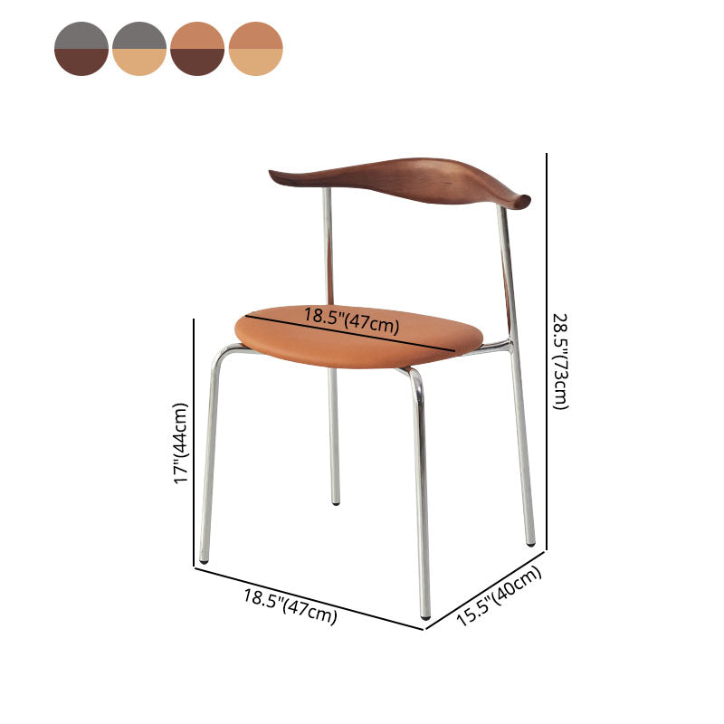 Silla sin brazos de comedor de metal moderno, silla lateral de comedor de cuero sintético para uso en restaurantes