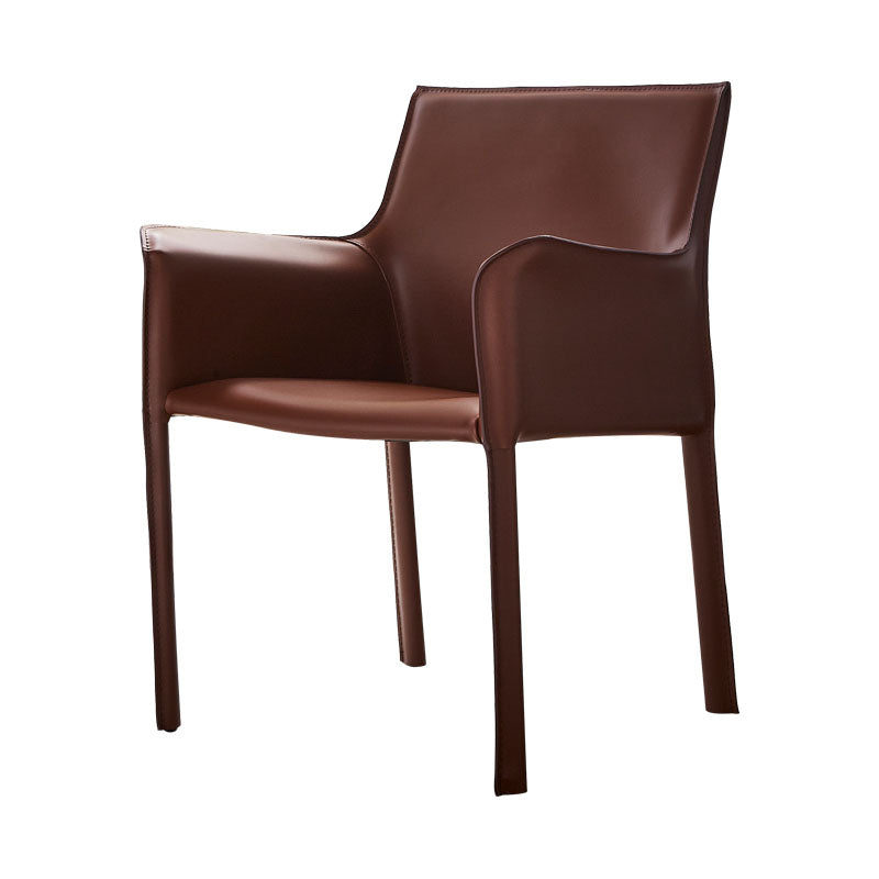 Silla moderna de metal de cuero para interiores y exteriores, sillón con respaldo sólido para comedor