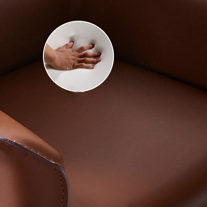 Silla moderna de metal de cuero para interiores y exteriores, sillón con respaldo sólido para comedor