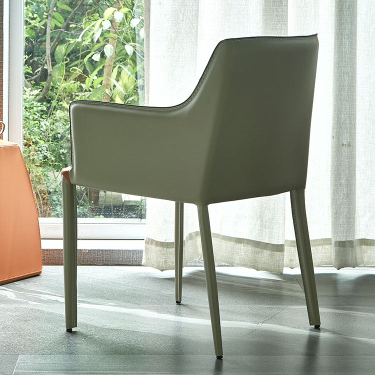 Comedor Silla de comedor contemporánea de cuero Silla con respaldo sólido con brazo