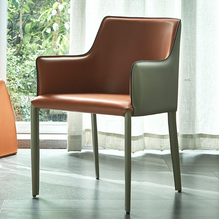 Comedor Silla de comedor contemporánea de cuero Silla con respaldo sólido con brazo