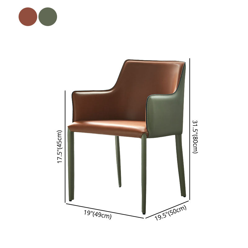 Comedor Silla de comedor contemporánea de cuero Silla con respaldo sólido con brazo