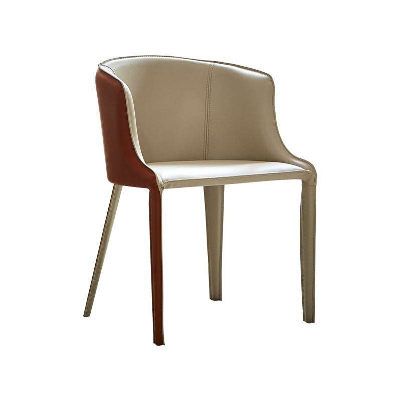 Chaise de salle à manger contemporaine en cuir, salle à manger en métal, chaise à dossier solide avec bras