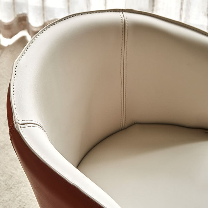Silla de comedor contemporánea de cuero Silla de comedor de metal con respaldo sólido con brazo