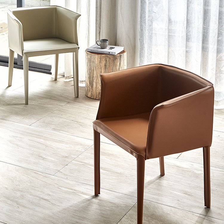 Silla de comedor moderna de cuero para restaurante Silla de comedor con respaldo sólido