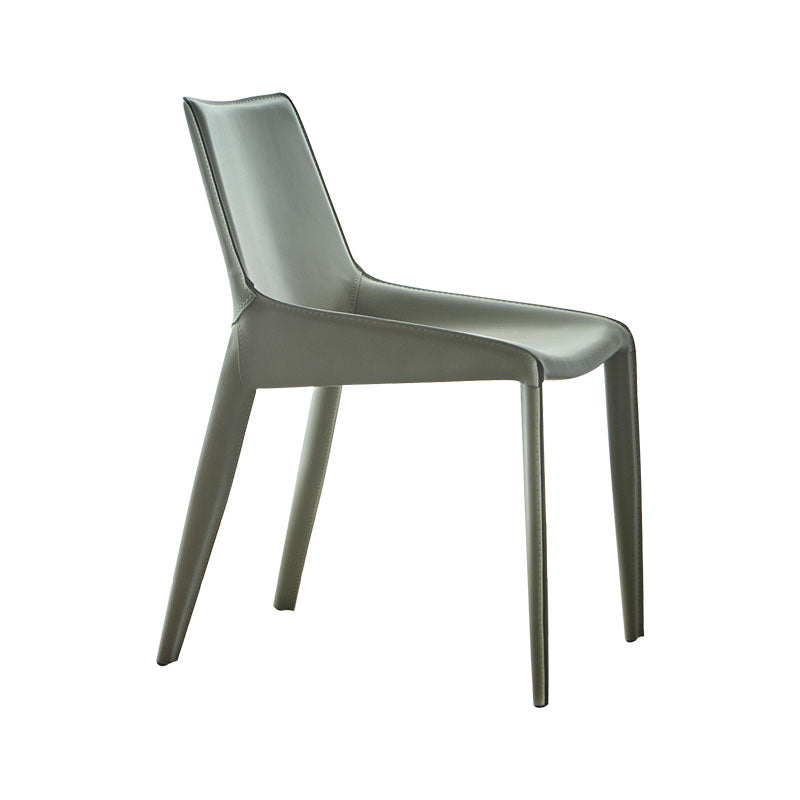 Chaise de salle à manger contemporaine en cuir et métal, chaise à dossier solide avec bras