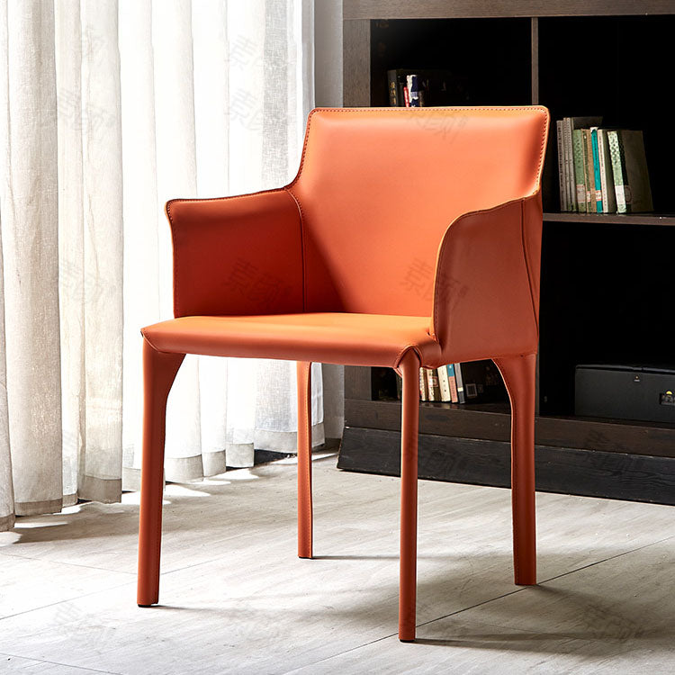 Comedor Silla de comedor contemporánea Silla con respaldo sólido de cuero con brazo