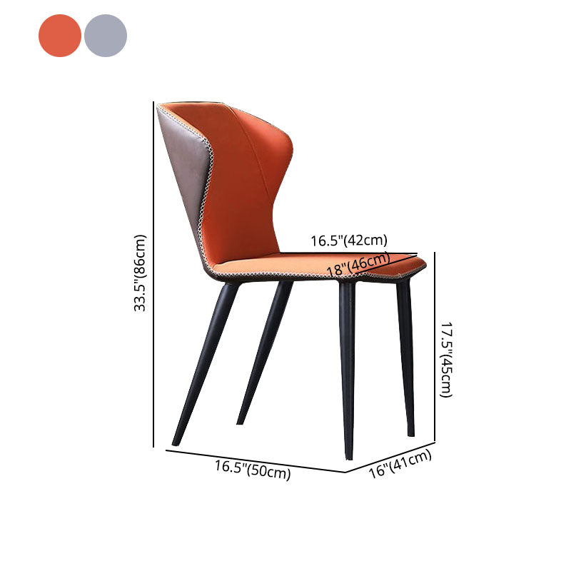 Silla lateral de cuero contemporánea para restaurante Sillas de comedor con respaldo orejero