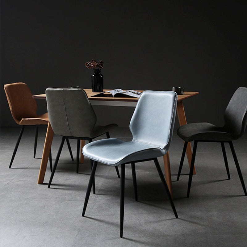Silla de comedor de metal contemporánea, silla sin brazos con respaldo para uso doméstico