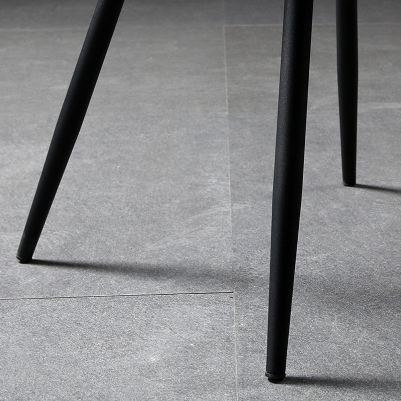 Silla de comedor de metal contemporánea, silla sin brazos con respaldo para uso doméstico