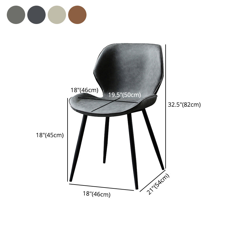 Silla de comedor de metal contemporánea, silla sin brazos con respaldo para uso doméstico