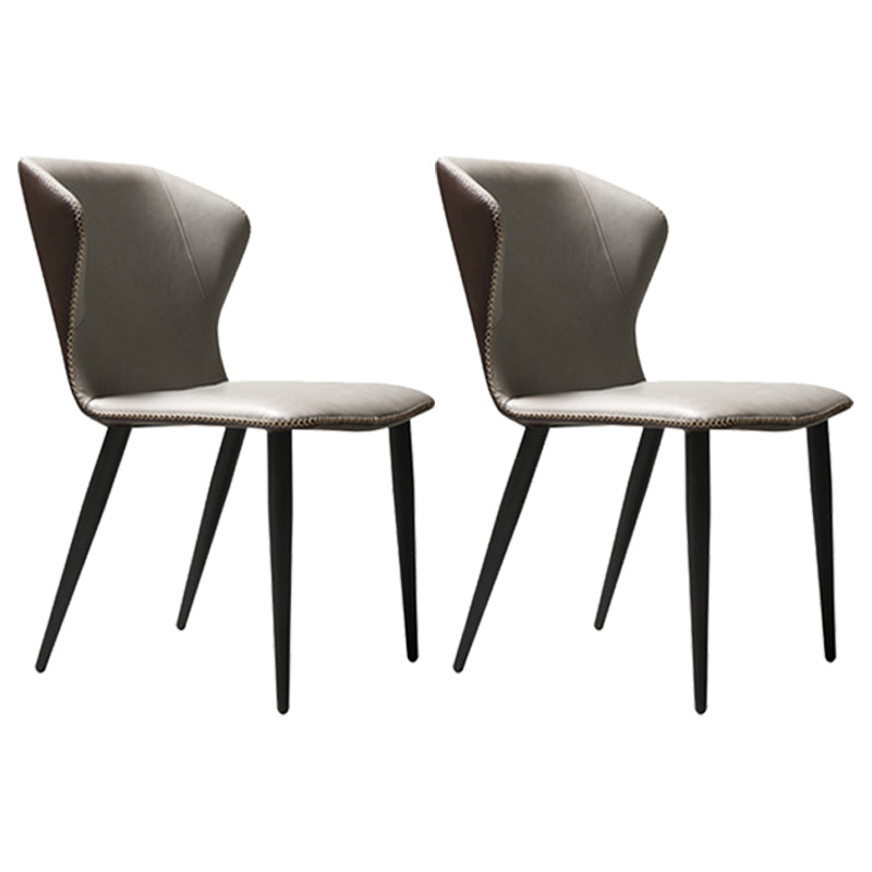 Sillas de comedor estilo moderno Sillas orejeras sin brazos para cocina con patas de metal