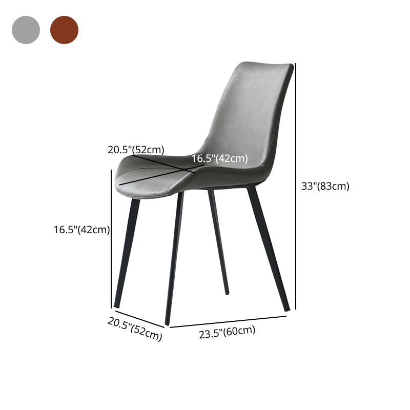 Sillas de comedor estilo moderno Sillas auxiliares sin brazos para cocina con patas de metal