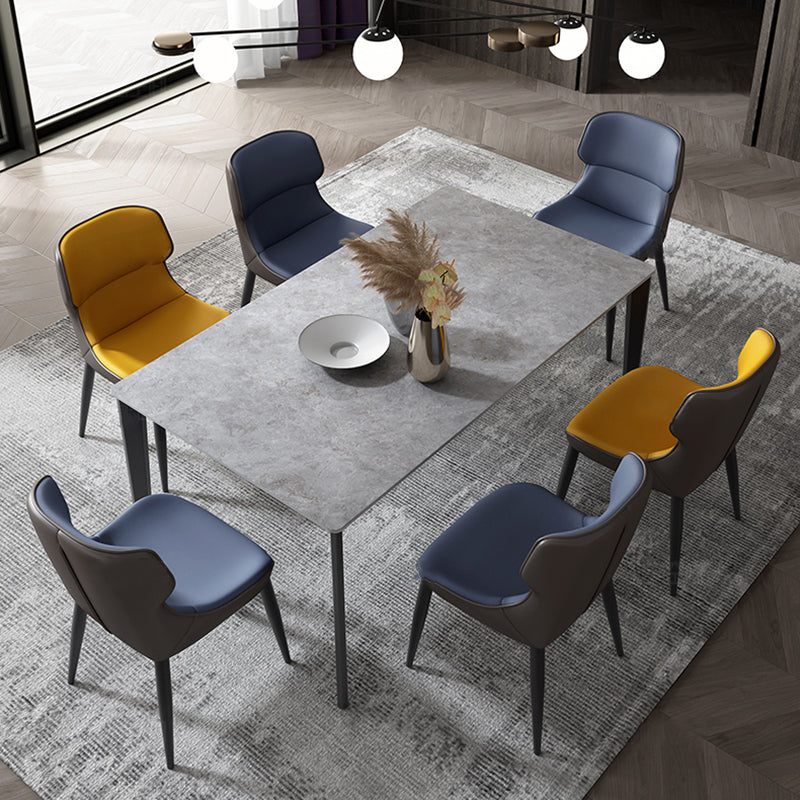 Contemporary Dining Chair Armless Metal Wingback Chairs for Kitchen