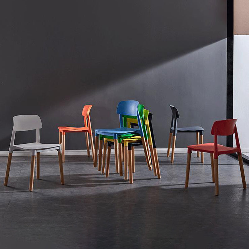 Scandinavian Wood Restaurant Side Chair Open Back Matte Finish Dining Chair