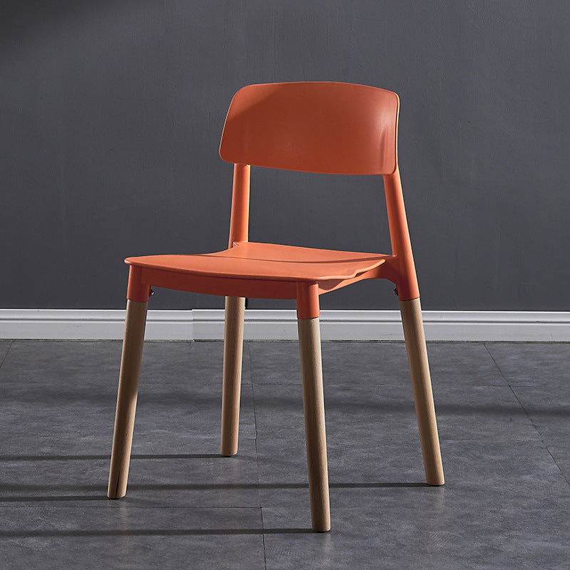 Scandinavian Wood Restaurant Side Chair Open Back Matte Finish Dining Chair