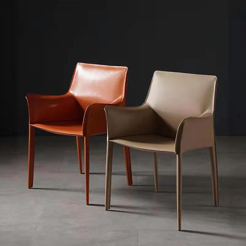 Modern Metal Dining Arm Chair Leather Dining Side Chair for Restaurant Use