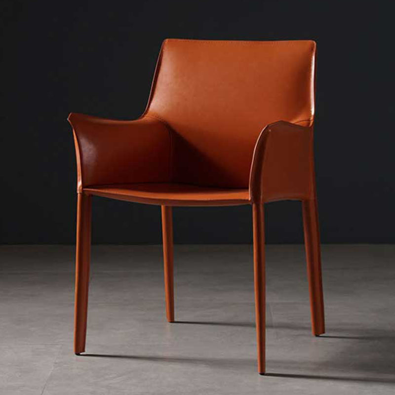 Modern Metal Dining Arm Chair Leather Dining Side Chair for Restaurant Use