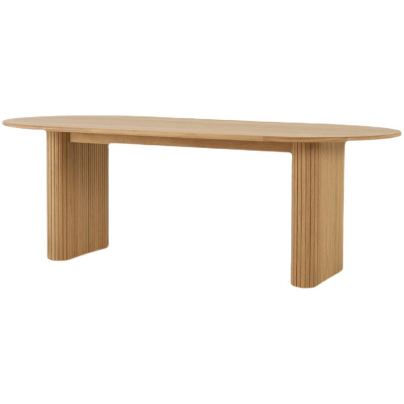 Mesa de madera sólida ovalada Simplicidad de doble pedestal para comedor para comedor