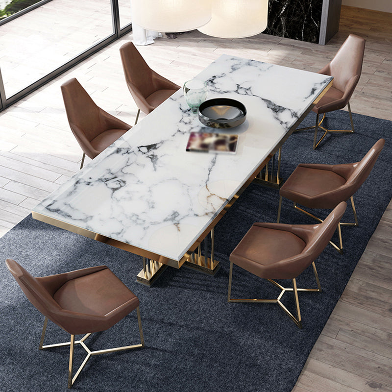 Glam Rectangle Shape Marble Dining Table Standard Dining Table for Kitchen