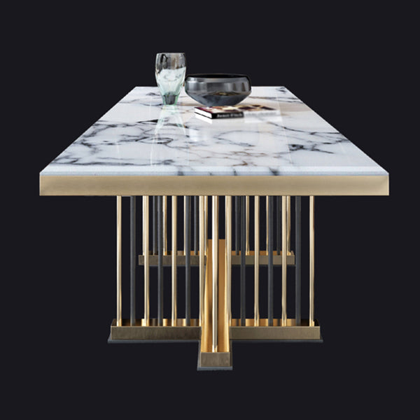 Glam Rectangle Shape Marble Dining Table Standard Dining Table for Kitchen