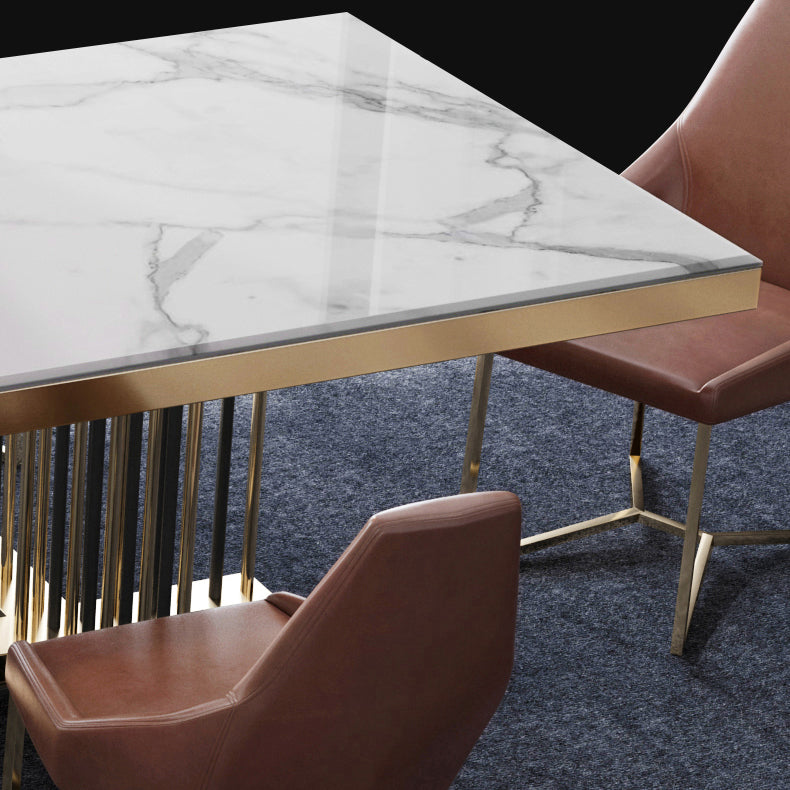 Glam Rectangle Shape Marble Dining Table Standard Dining Table for Kitchen