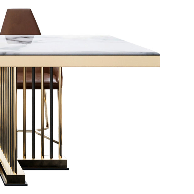 Glam Rectangle Shape Marble Dining Table Standard Dining Table for Kitchen