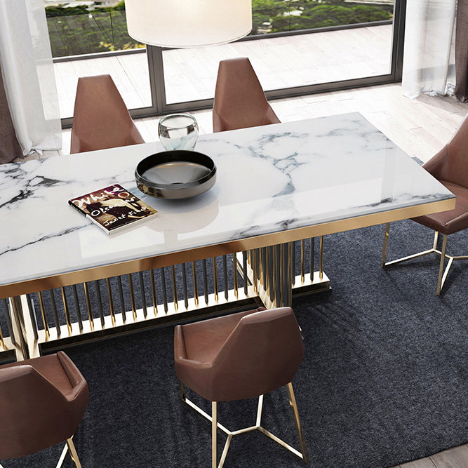 Glam Rectangle Shape Marble Dining Table Standard Dining Table for Kitchen
