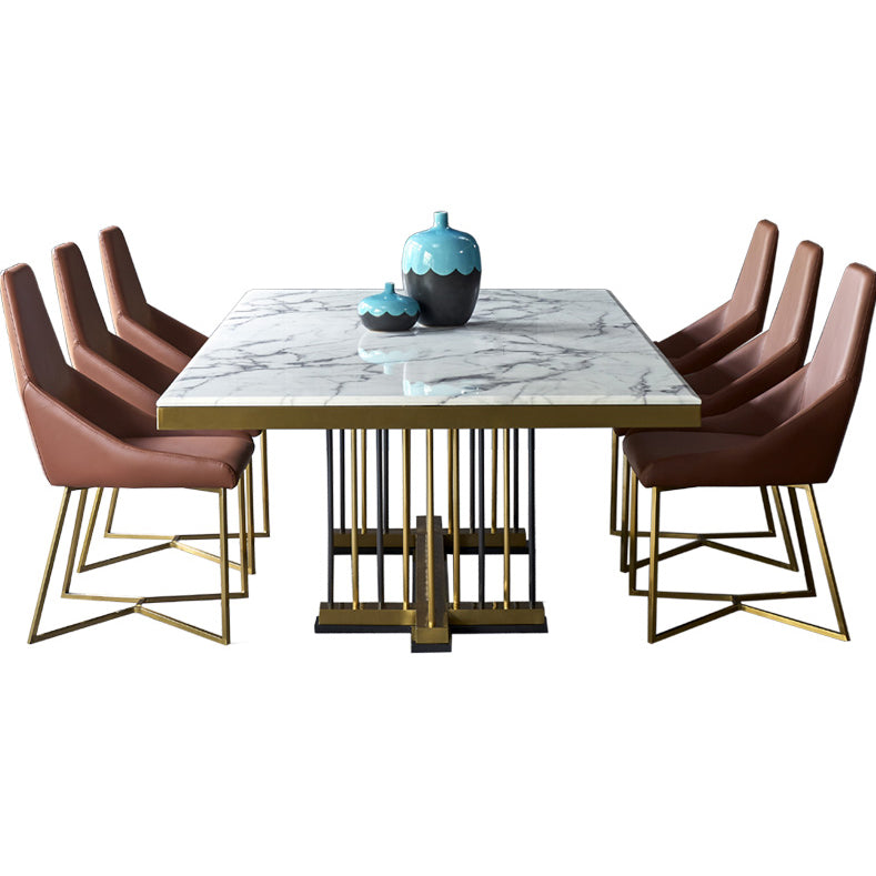 Glam Rectangle Shape Marble Dining Table Standard Dining Table for Kitchen