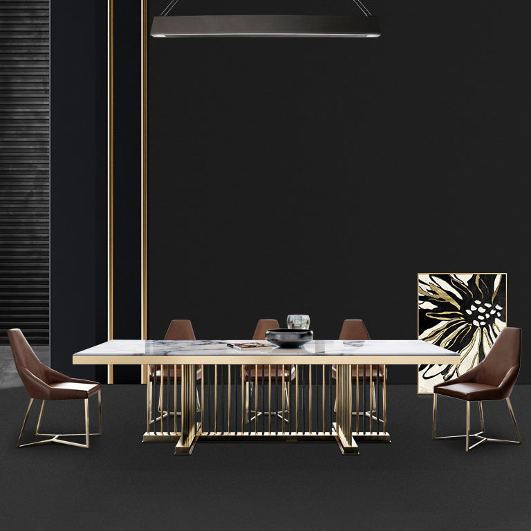 Glam Rectangle Shape Marble Dining Table Standard Dining Table for Kitchen