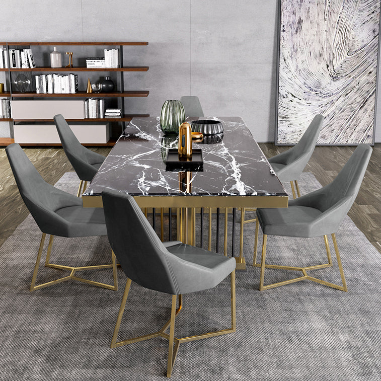 Glam Rectangle Shape Marble Dining Table Standard Dining Table for Kitchen