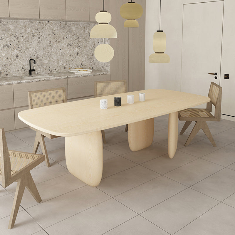 Industrial Solid Wood Dining Table Rectangle Kitchen Table with 3 Legs