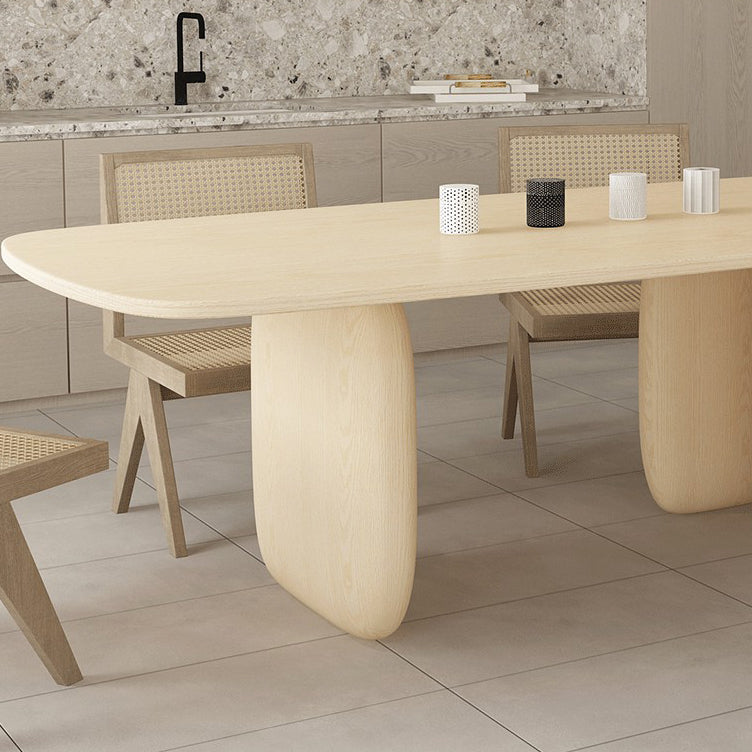 Industrial Solid Wood Dining Table Rectangle Kitchen Table with 3 Legs