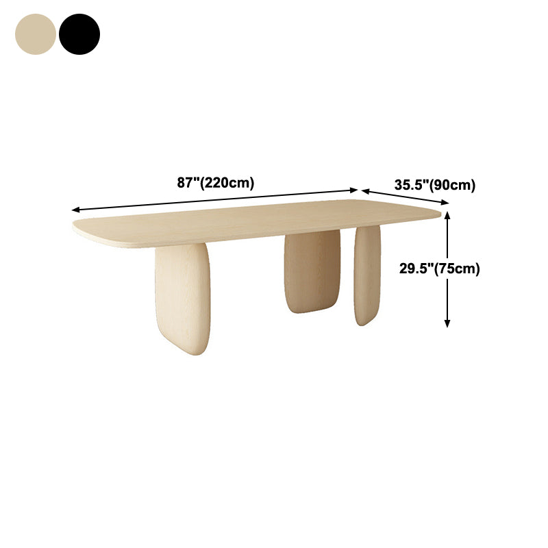 Industrial Solid Wood Dining Table Rectangle Kitchen Table with 3 Legs