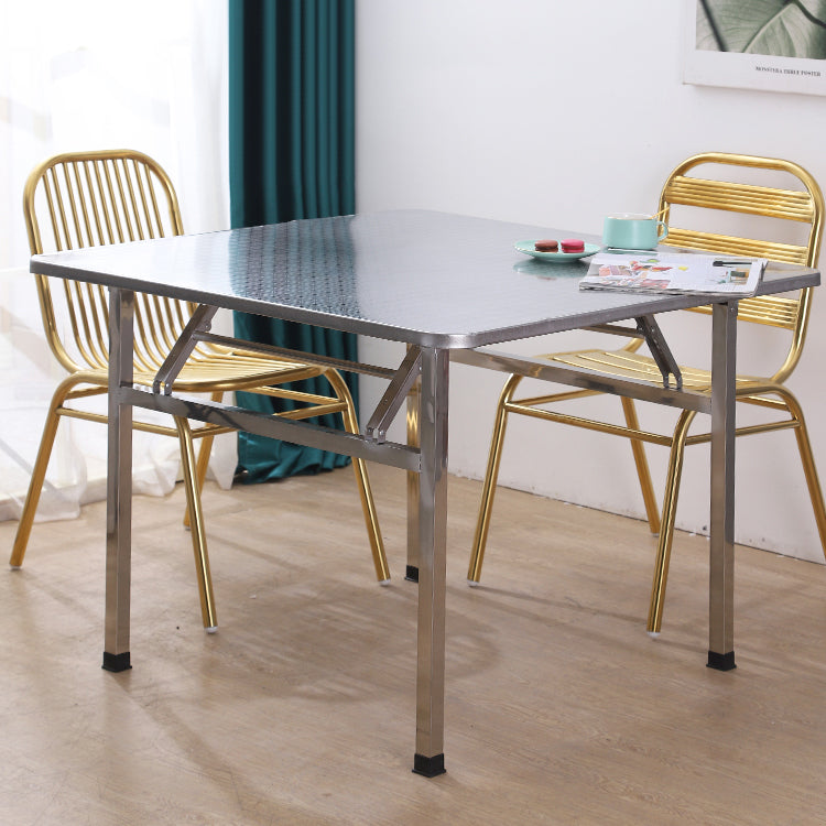Industrial Square Stainless Steel Dining Table Standard Silver Dining Table for Kitchen