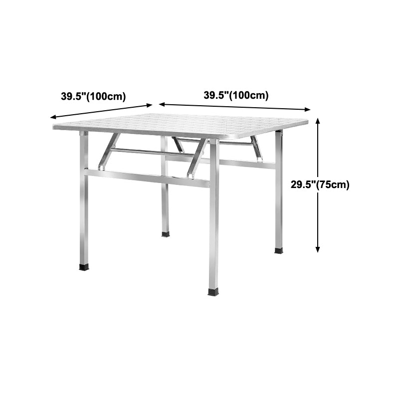 Industrial Square Stainless Steel Dining Table Standard Silver Dining Table for Kitchen