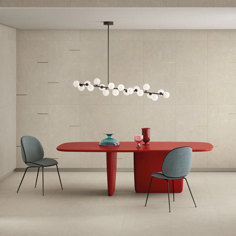 Rectangle Double Pedestal Luxury Dining Table Four-Color Fixed Table of Solid Wood