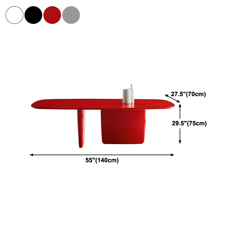 Rectangle Double Pedestal Luxury Dining Table Four-Color Fixed Table of Solid Wood