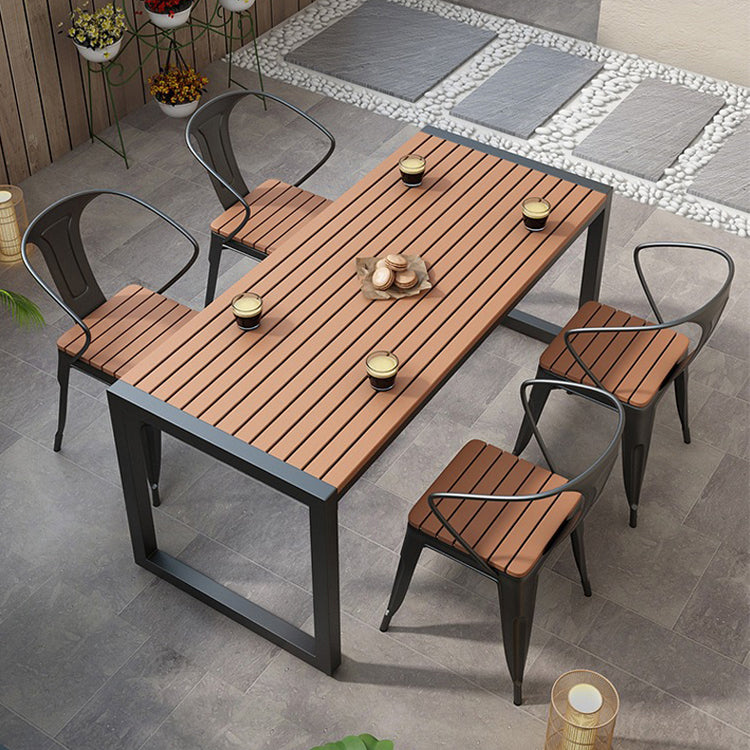 Industrial Brown Wood Dining Table Rectangle Shape Standard Dining Table for Kitchen
