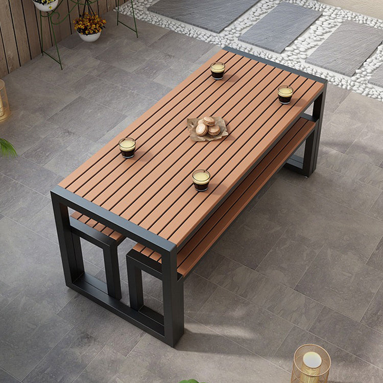 Industrial Brown Wood Dining Table Rectangle Shape Standard Dining Table for Kitchen