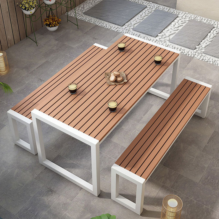 Industrial Brown Wood Dining Table Rectangle Shape Standard Dining Table for Kitchen