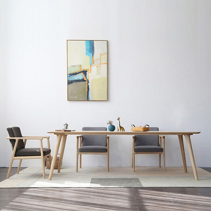 Rectangle Pine Wood Dining Table Industrial Table in Nature with 4 Legs