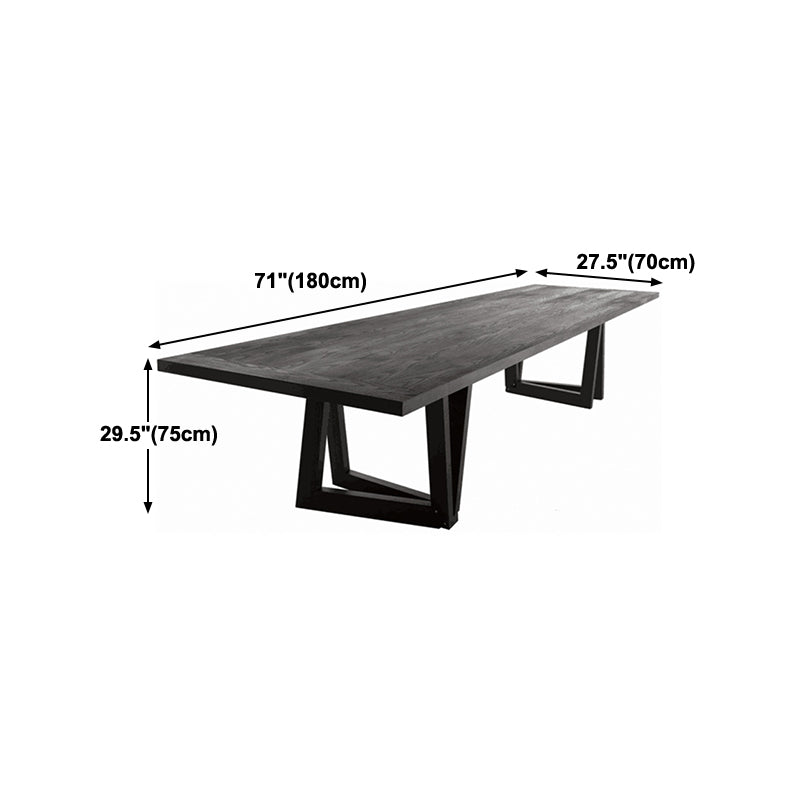 Rectangle Pine Wood Dining Table Industrial Black Table with Double Pedestal