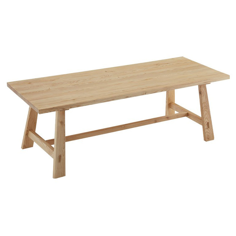 Industrial Khaki Rectangle Dining Table Standard Solid Wood Dining Table with Trestle Base