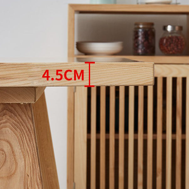 Industrial Khaki Rectangle Dining Table Standard Solid Wood Dining Table with Trestle Base