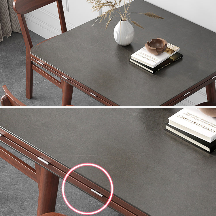 Mesa de comedor de estilo industrial Mesa de comedor cuadrada de piedra sinterizada con base de madera