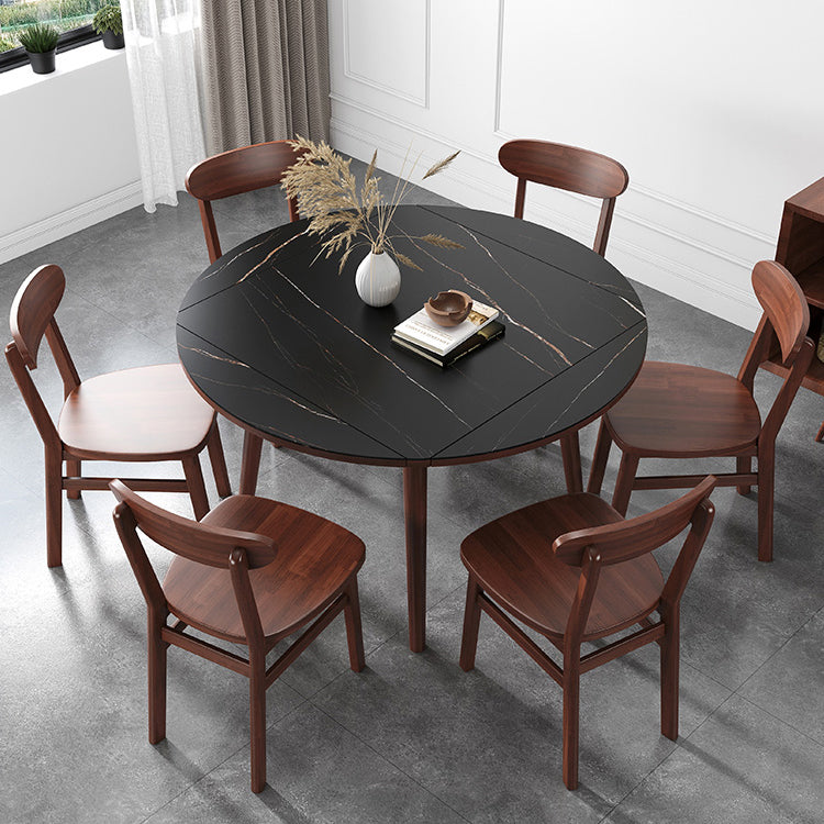 Mesa de comedor de estilo industrial Mesa de comedor cuadrada de piedra sinterizada con base de madera
